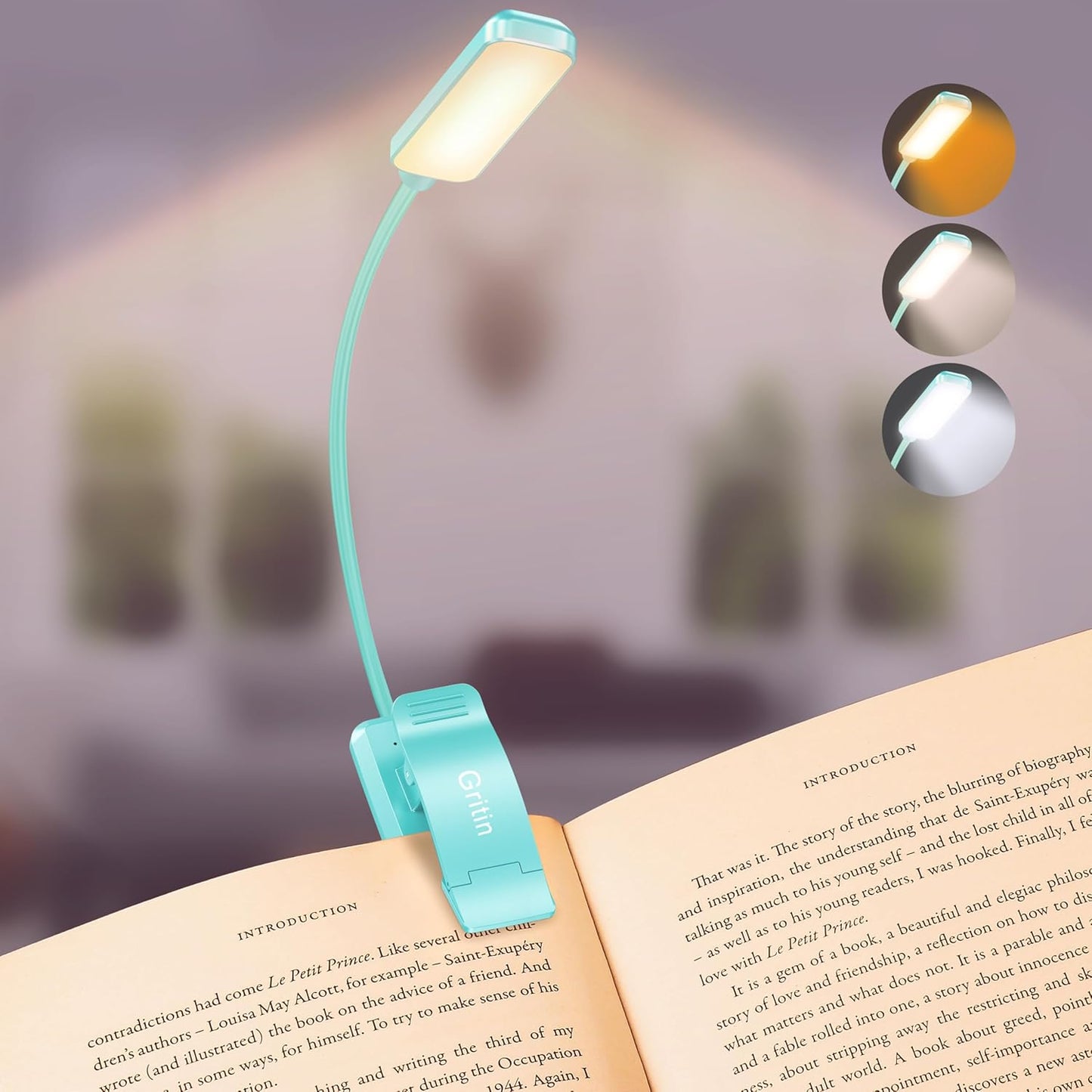 Illuminate Your Reading Experience with the 9 LED Rechargeable Book Light - Adjustable Brightness, Eye-Caring Colors, and Long-Lasting Battery Life!