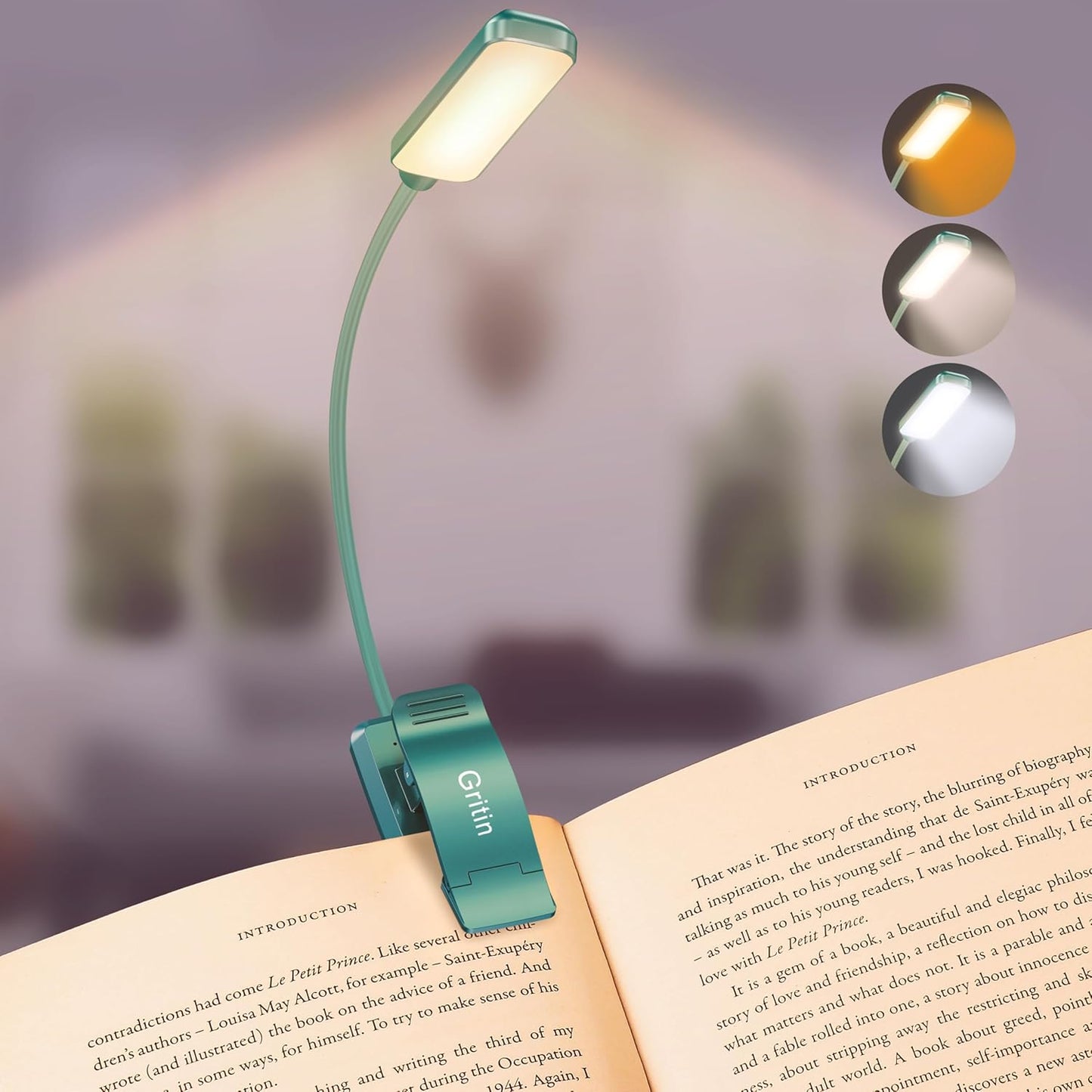 Illuminate Your Reading Experience with the 9 LED Rechargeable Book Light - Adjustable Brightness, Eye-Caring Colors, and Long-Lasting Battery Life!