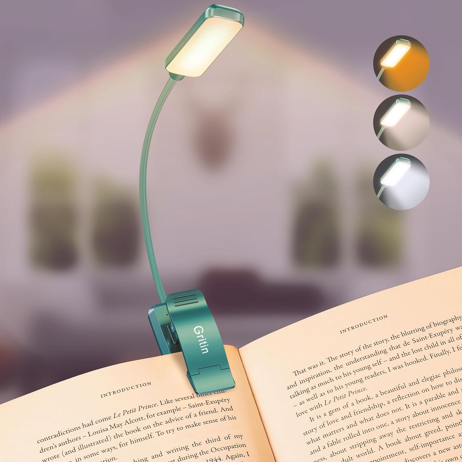 Illuminate Your Reading Experience with the 9 LED Rechargeable Book Light - Adjustable Brightness, Eye-Caring Colors, and Long-Lasting Battery Life!
