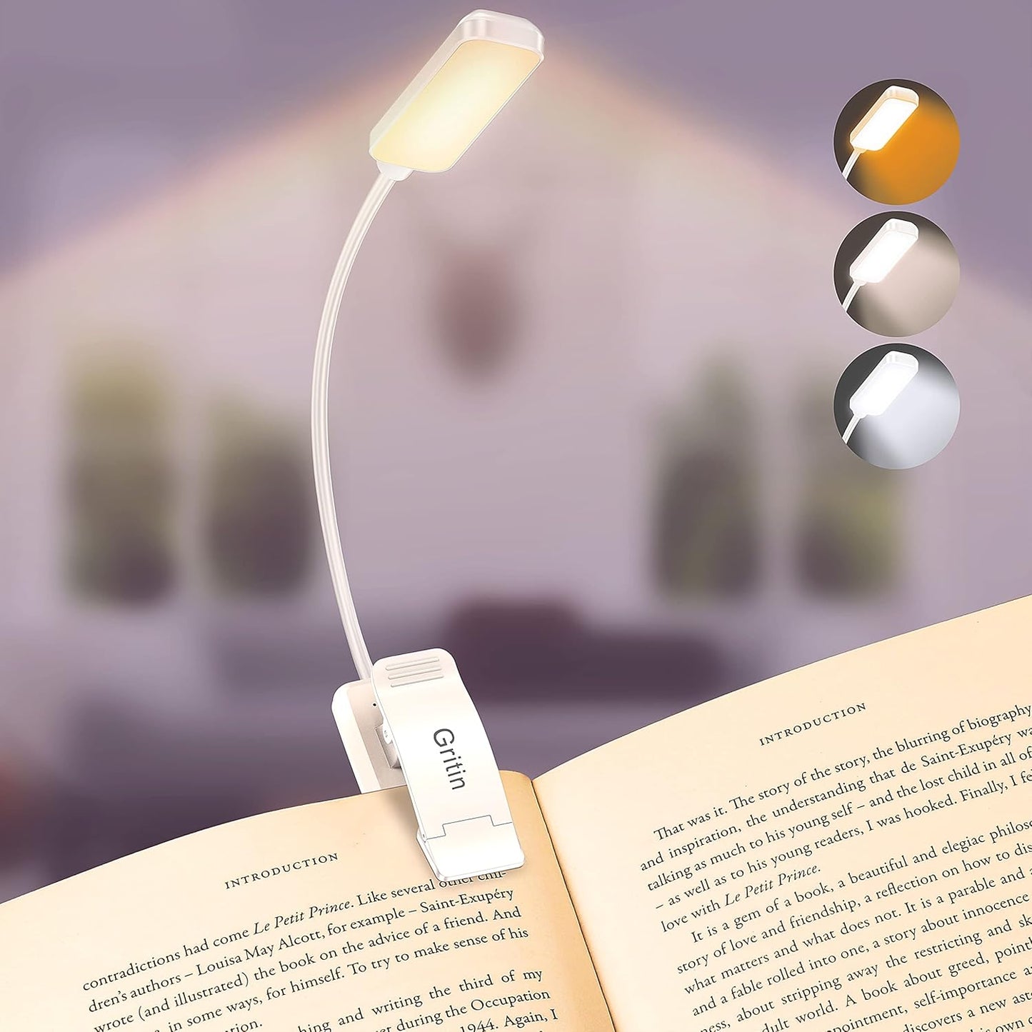 Illuminate Your Reading Experience with the 9 LED Rechargeable Book Light - Adjustable Brightness, Eye-Caring Colors, and Long-Lasting Battery Life!