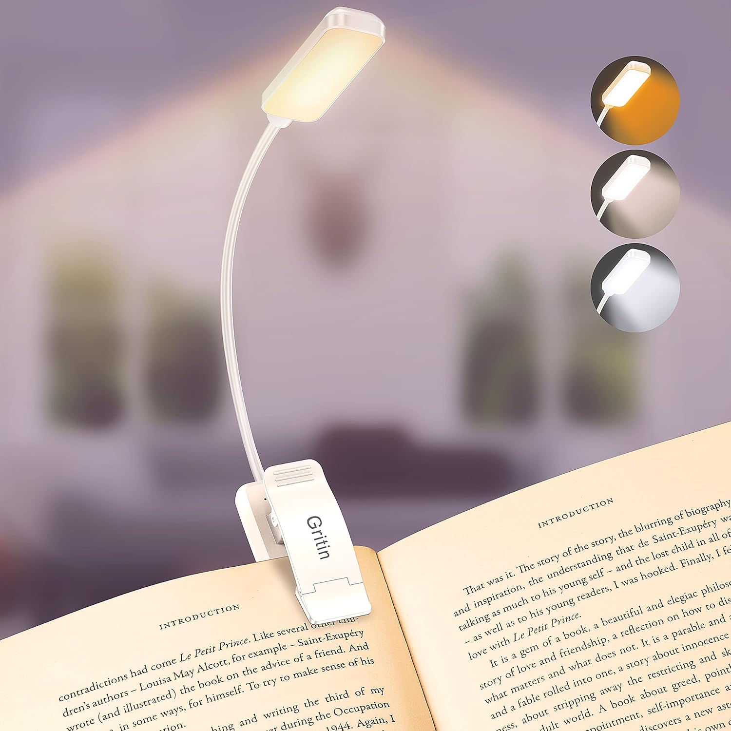 Illuminate Your Reading Experience with the 9 LED Rechargeable Book Light - Adjustable Brightness, Eye-Caring Colors, and Long-Lasting Battery Life!