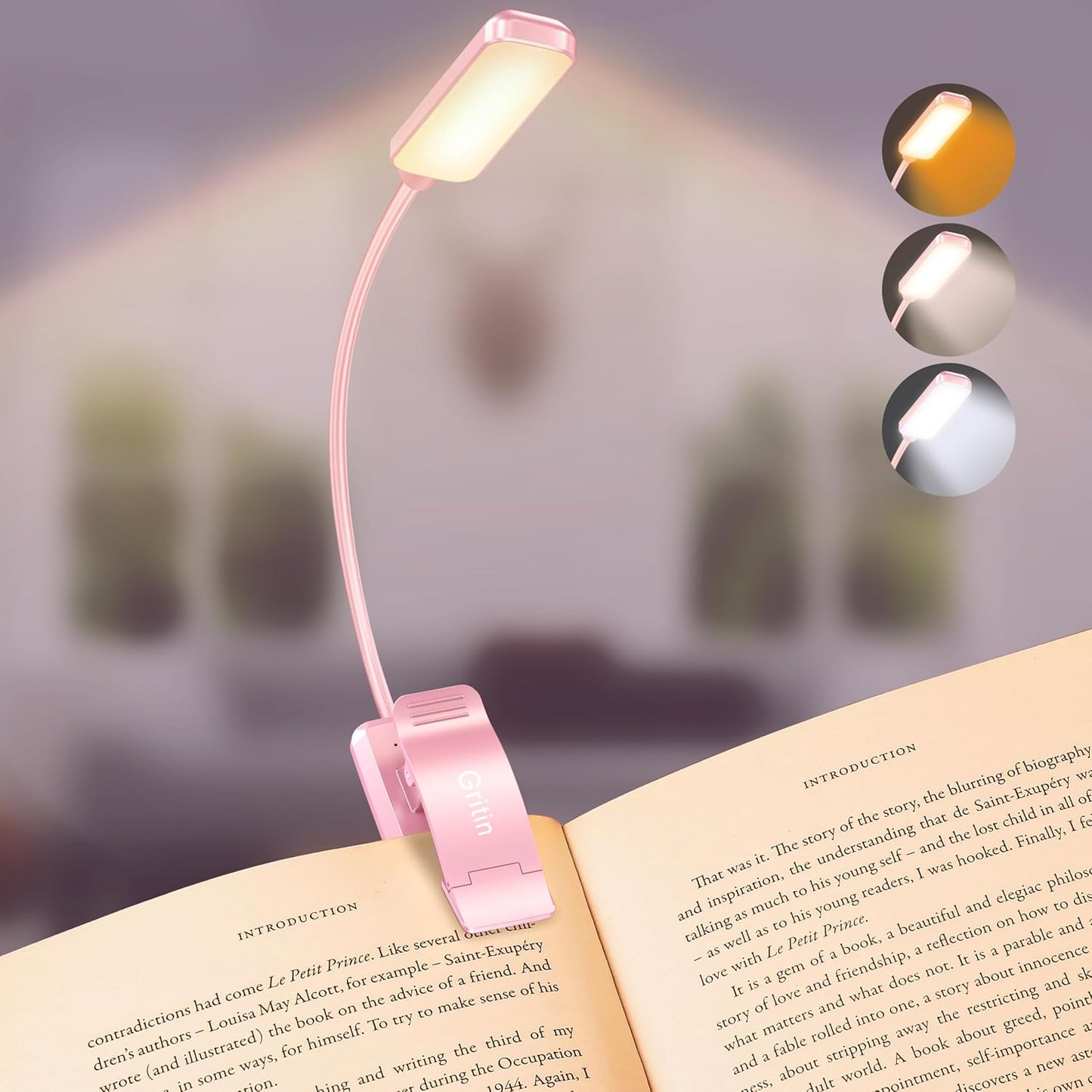 Illuminate Your Reading Experience with the 9 LED Rechargeable Book Light - Adjustable Brightness, Eye-Caring Colors, and Long-Lasting Battery Life!