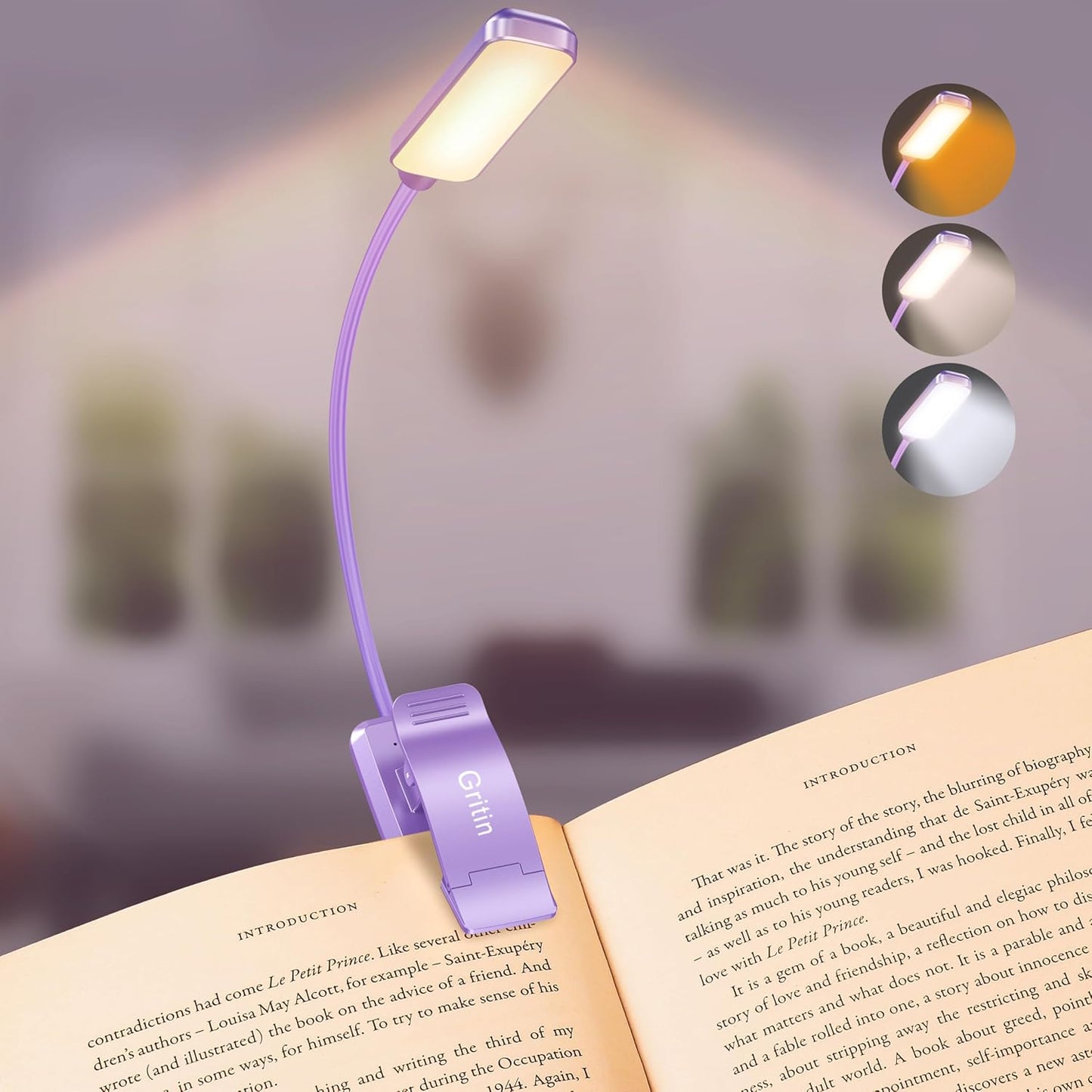 Illuminate Your Reading Experience with the 9 LED Rechargeable Book Light - Adjustable Brightness, Eye-Caring Colors, and Long-Lasting Battery Life!