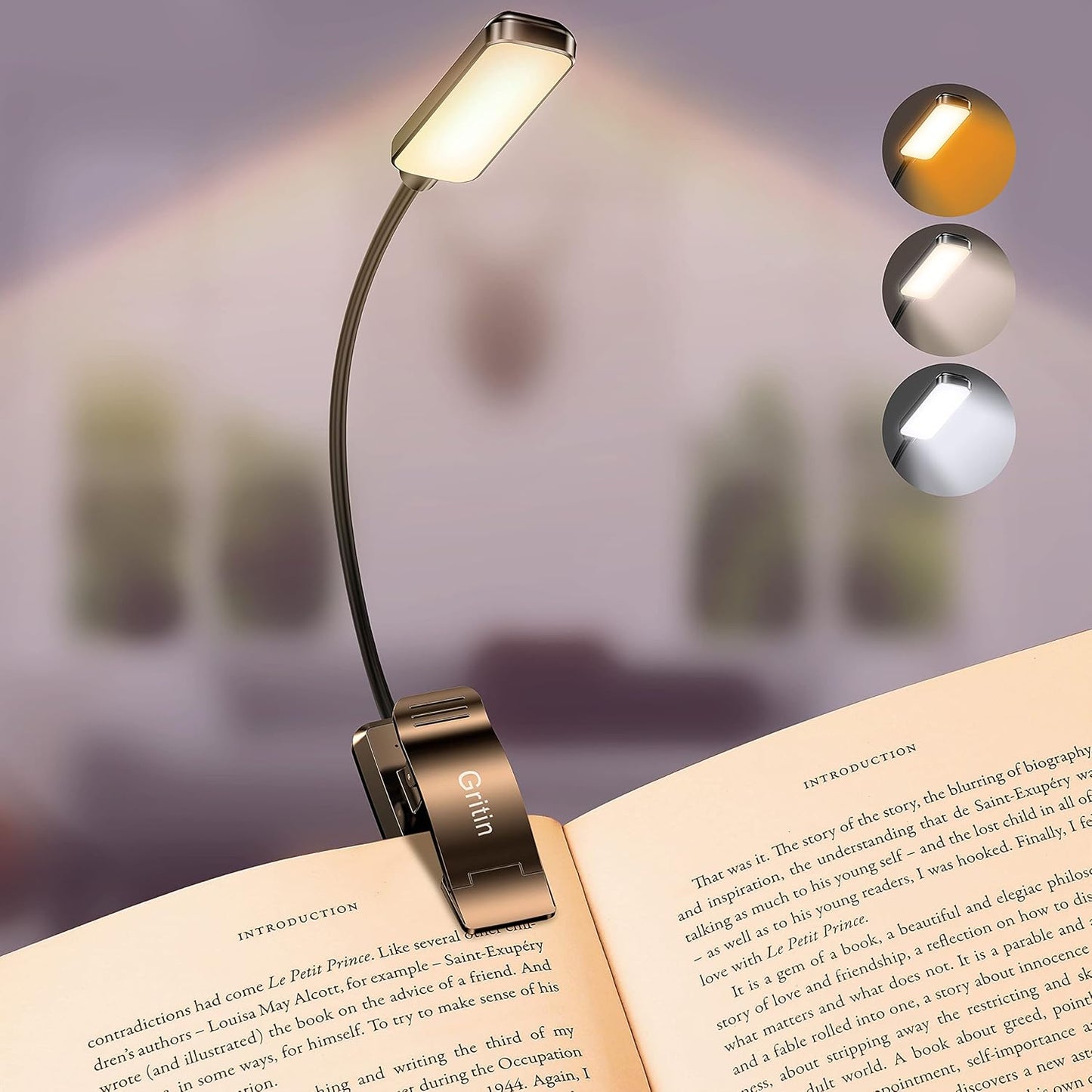 Illuminate Your Reading Experience with the 9 LED Rechargeable Book Light - Adjustable Brightness, Eye-Caring Colors, and Long-Lasting Battery Life!